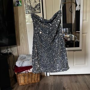 Forever 21 Silver Sequin Mini Dress